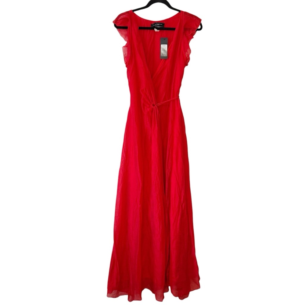Akira Chicago Elegant Tencel Wrap Red Maxi Dress Sz S NWT